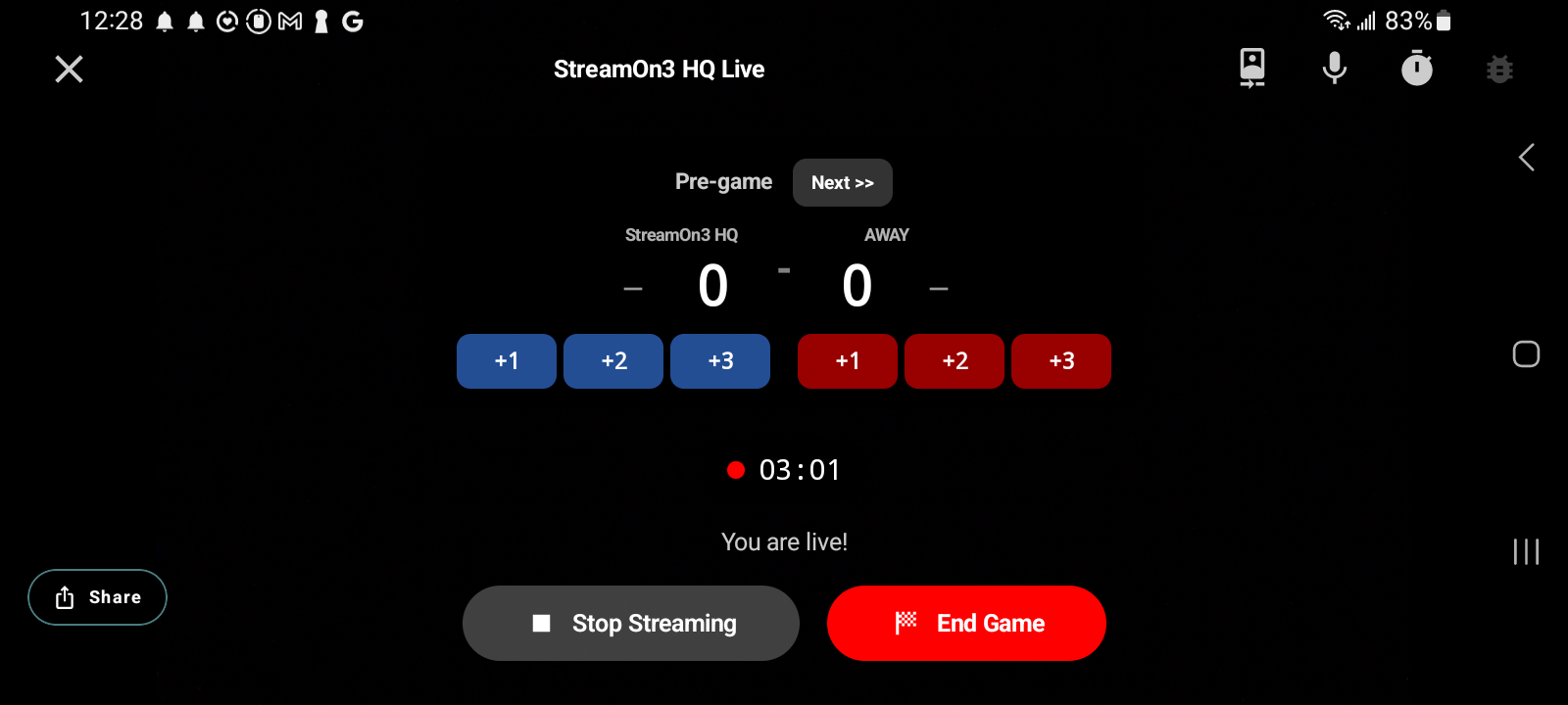 Going live on a youth basketball game from one iPhone